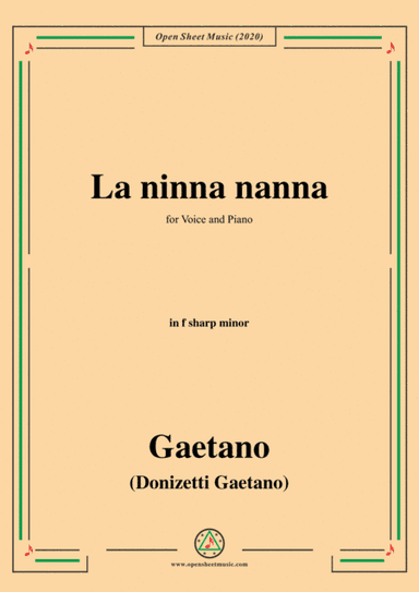 Donizetti-La ninna nanna,in f sharp minor,for Voice and Piano (arr. MSM)