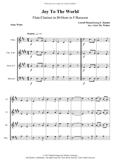 Joy To The World (arr. Gert Th. Walter)
