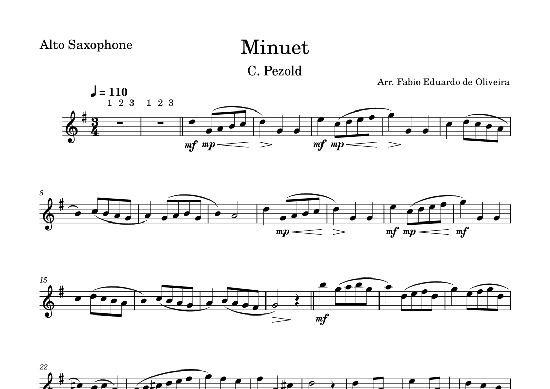 Minuet - Pezold  (Bach) - Easy Arrangement (arr. Fabio Eduardo de Oliveira)