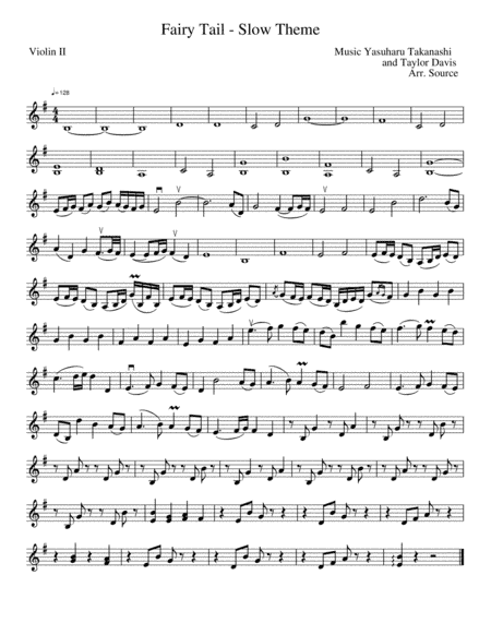 Violin II part to Trio on Fairy Tail Theme from Fairy Tail