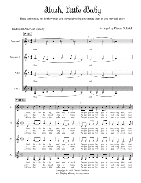 Hush, Little Baby, SSAA a cappella (arr. Dianne Goldrick)