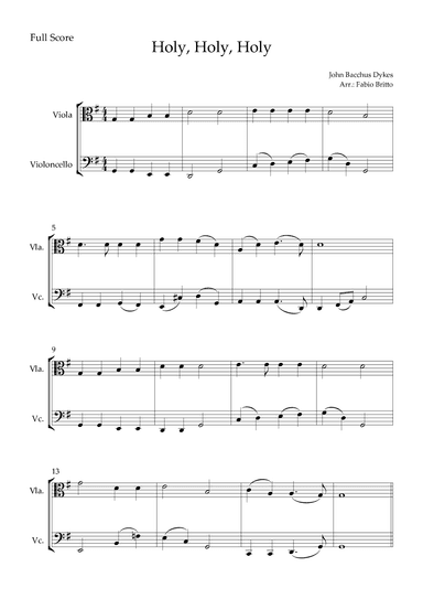 Holy, Holy, Holy (Traditional Christian Song) for Viola & Cello Duo (arr. Fabio Britto)