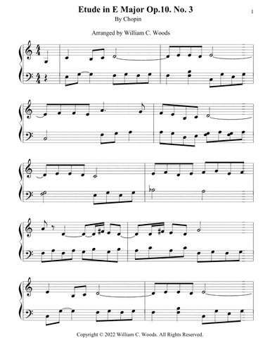 Etude in E Major Op. 10. No. 3 (arr. William C. Woods)