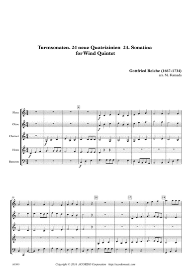 Turmsonaten. 24 neue Quatrizinien 24. Sonatina for Wind Quintet (arr. Mikio Kamada)