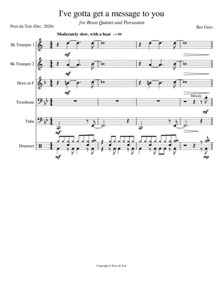 I've Gotta Get A Message To You (arr. Peet du Toit)