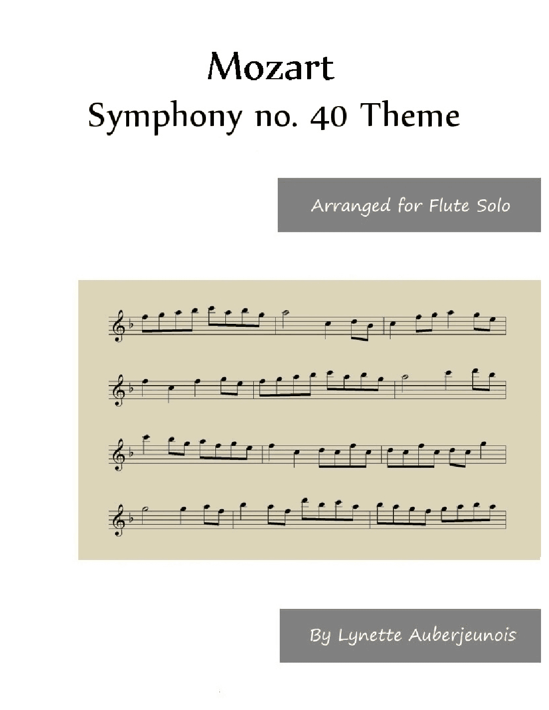 Symphony no. 40 Theme - Flute Solo (arr. Lynette Auberjeunois)