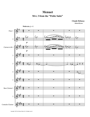 Menuet (Mvt. 3 from Debussy's Petite Suite for Clarinet Octet + 2 Flutes (arr. Richard Byrnes)