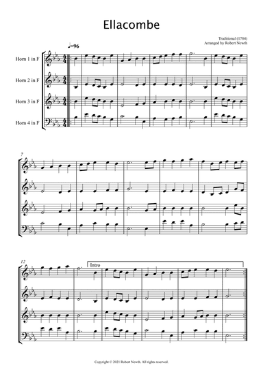 Ellacombe (Hymn Tune) for Horn Quartet (arr. Robert Newth)
