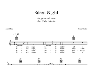 Silent Night (Bb major - TABS - with lyrics) (arr. Duda Oriontte)