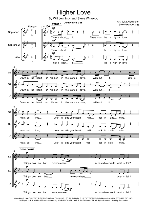 Higher Love (arr. Jake Alexander)