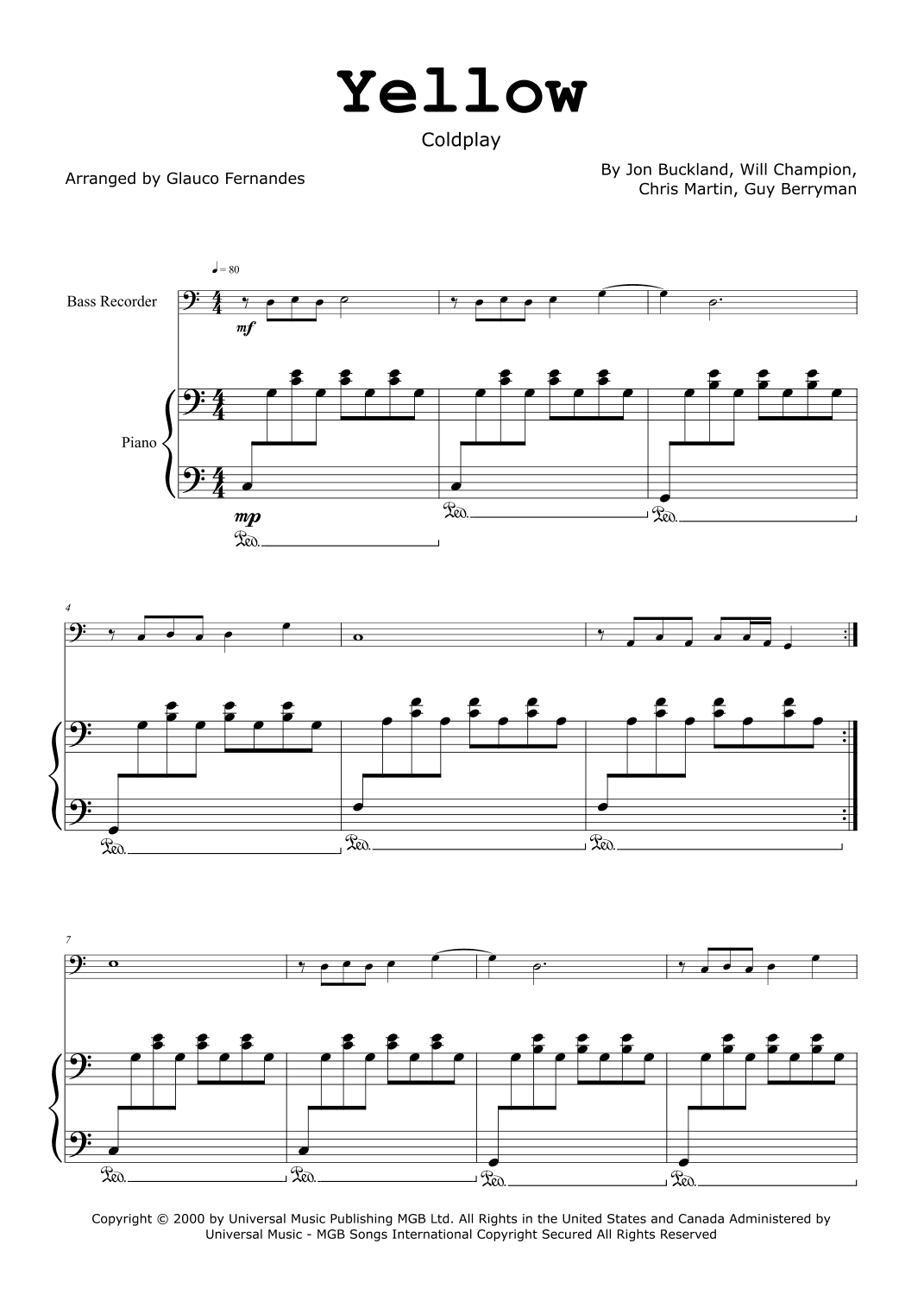 Yellow (arr. Glauco Fernandes)