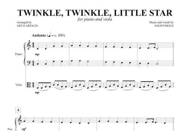 Twinkle Twinkle Little Star (arr. Art.o Artaud)