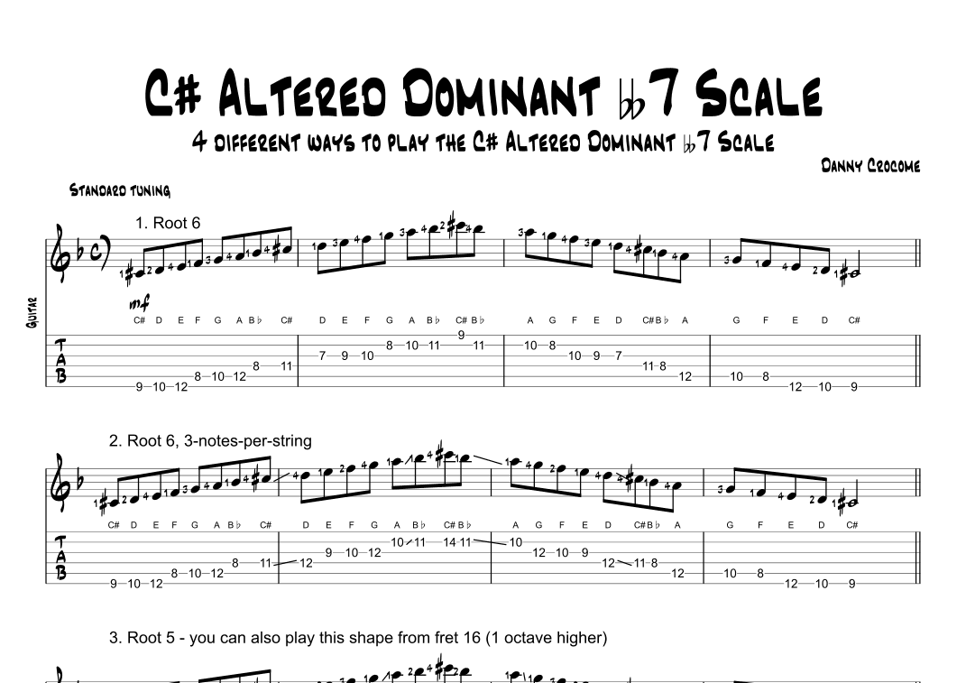 C# Altered Dominant bb7 Scale (4 Ways to Play)
