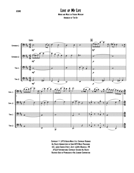 Love Of My Life (arr. Tim Olt)