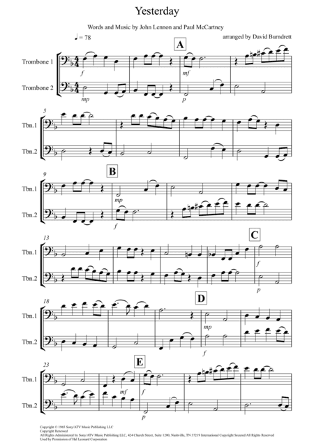 Yesterday (arr. David Burndrett)
