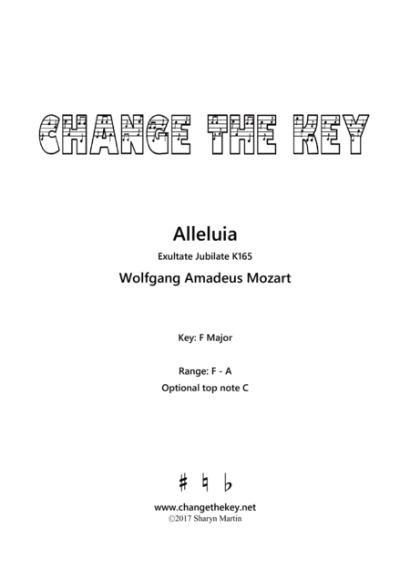 Alleluia from Exultate Jubilate - F Major (arr. Change the Key)