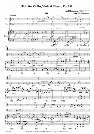 Adagio from Trio for Violin, Viola & Piano, Op.188 (arr. Mikio Kamada)