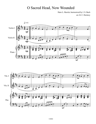 O Sacred Head, Now Wounded (Violin Duet with Piano Accompaniment) (arr. B. C. Dockery)