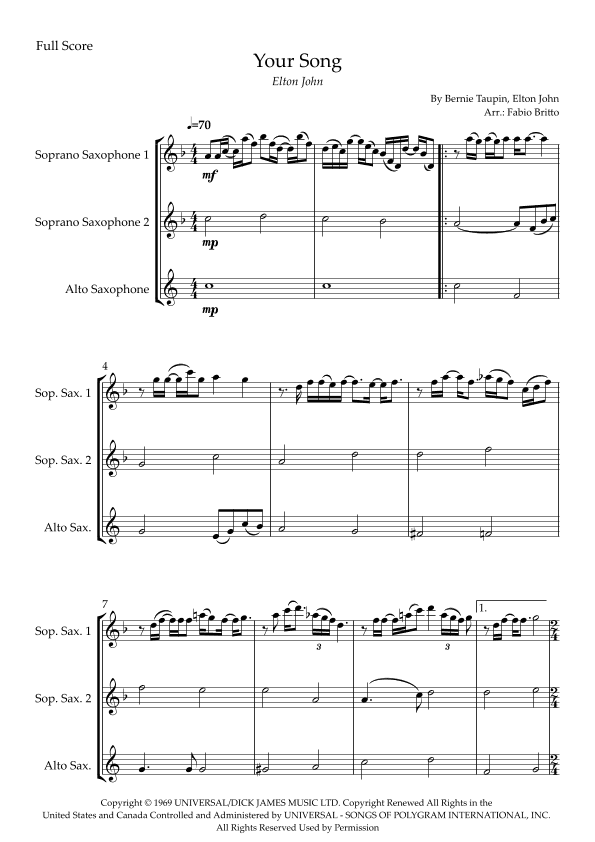 Your Song (arr. Fabio Britto)