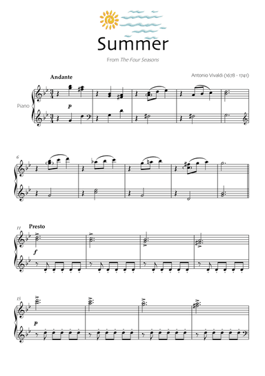 Summer (The four seasons) - Easy (with illustrations) (arr. Robin Hood Editions)