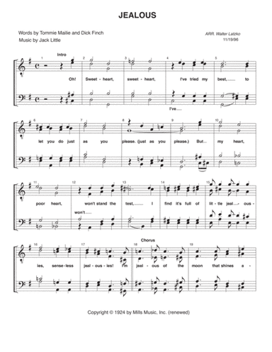 JEALOUS (arr. Walter Latzko)