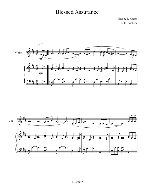 Blessed Assurance (Violin Solo with Piano Accompaniment) (arr. B. C. Dockery)