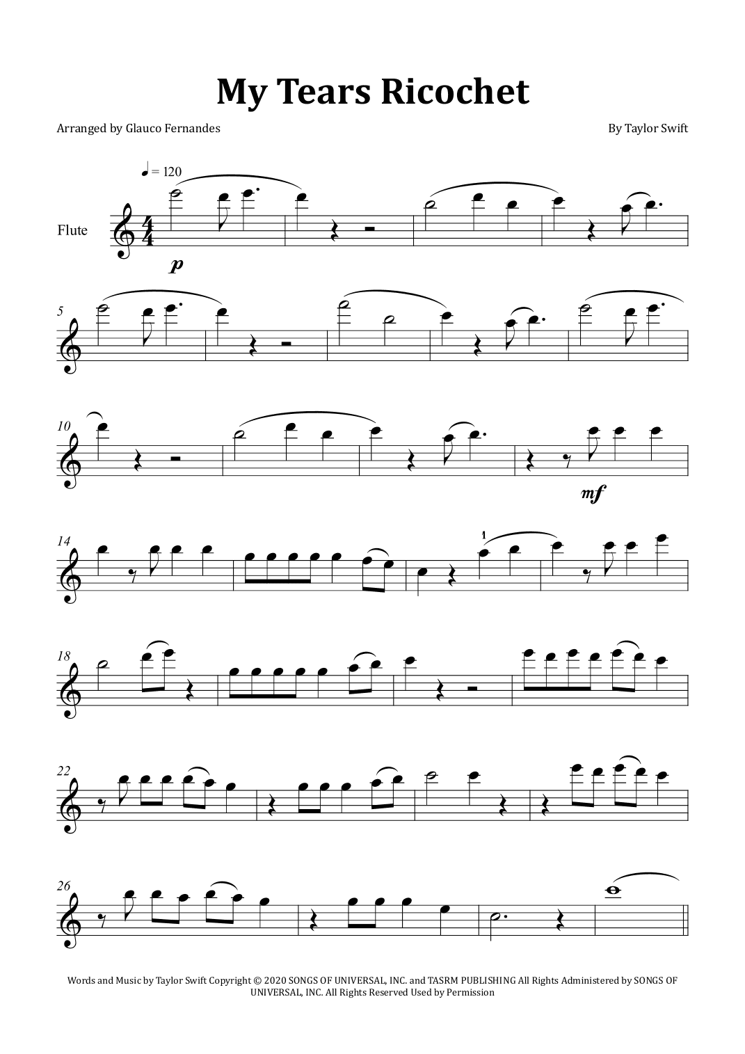 My Tears Ricochet (arr. Glauco Fernandes)