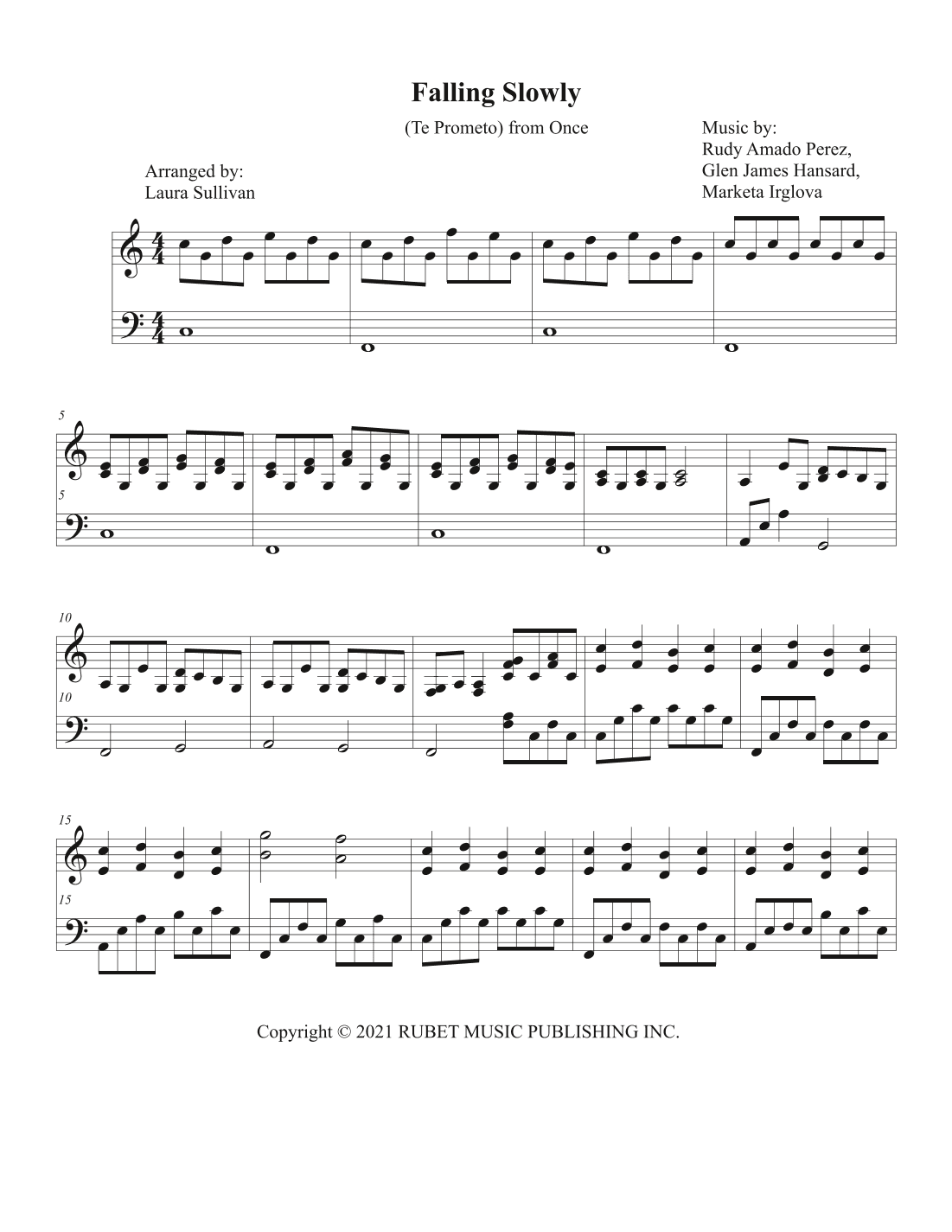 Te Prometo (falling Slowly) (arr. Laura Sullivan)