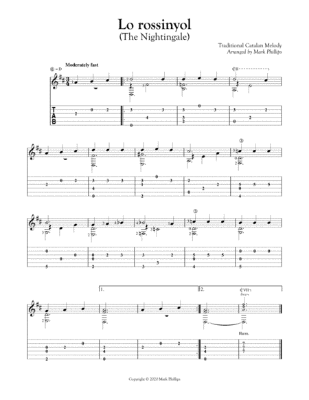Lo rossinyol (The Nightingale) (arr. Mark Phillips)