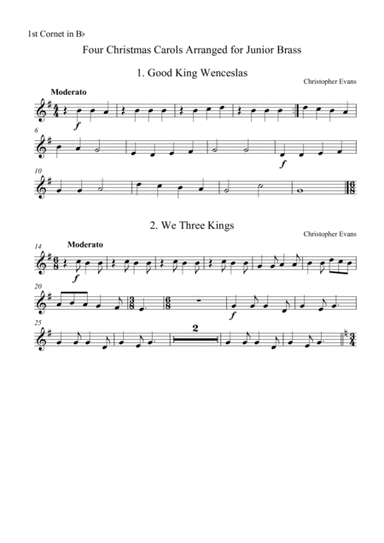 Four Christmas Carols Arranged for Junior Brass Ensemble - 1st Cornet Part (Bb) (arr. Christopher Evans)