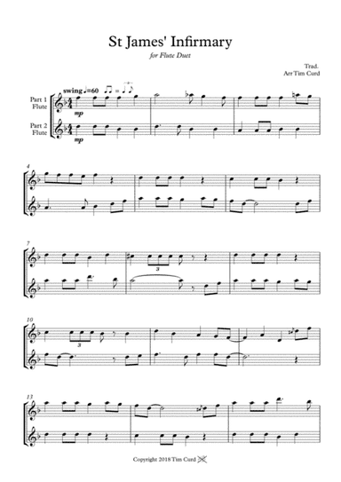 St James' Infirmary. Flute Duet (arr. Tim Curd.)