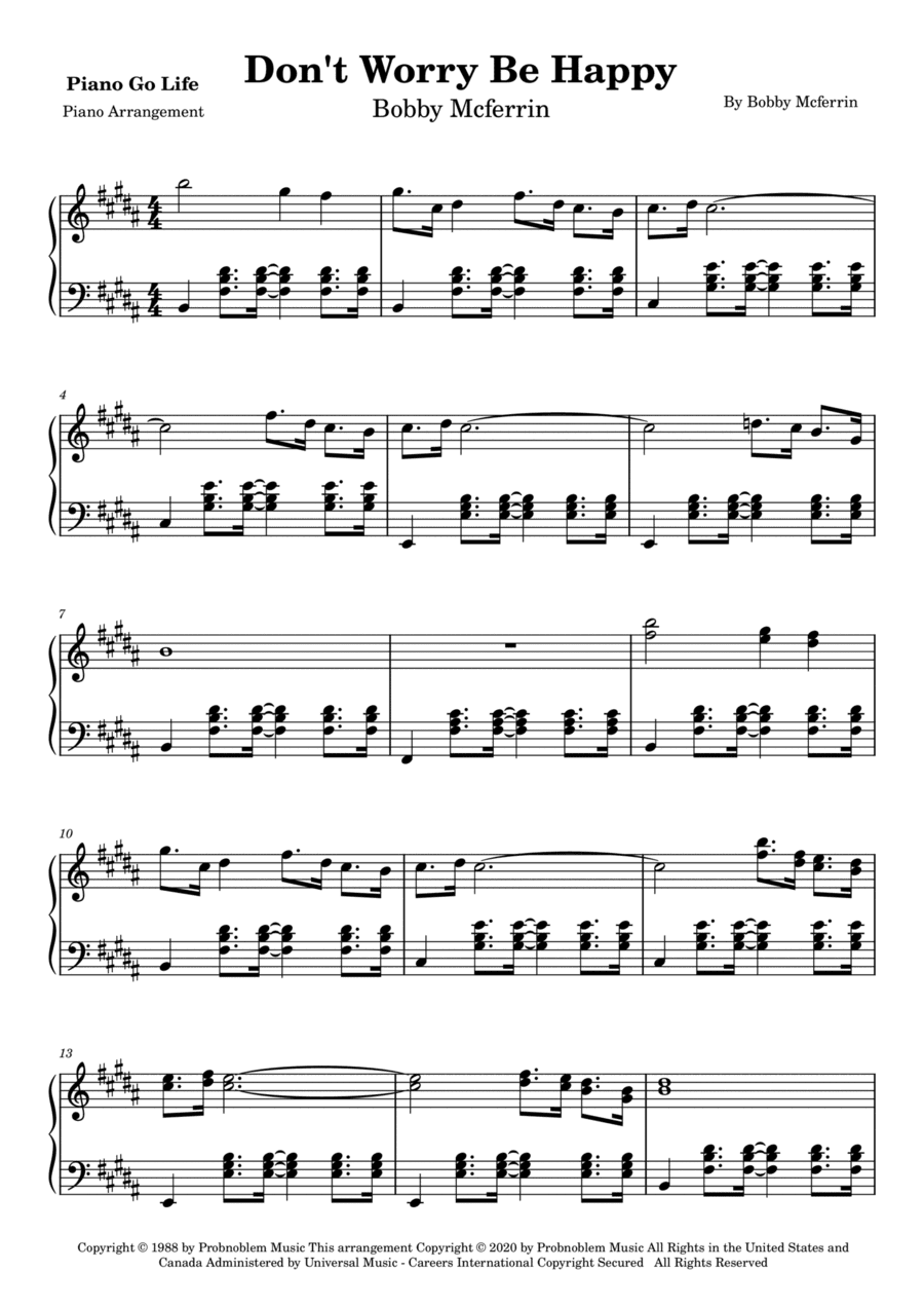 Don't Worry, Be Happy (arr. Piano Go Life)