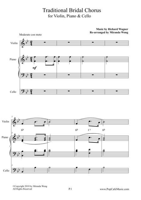 Traditional Bridal Chorus for Violin, Piano & Cello (arr. Miranda Wong)