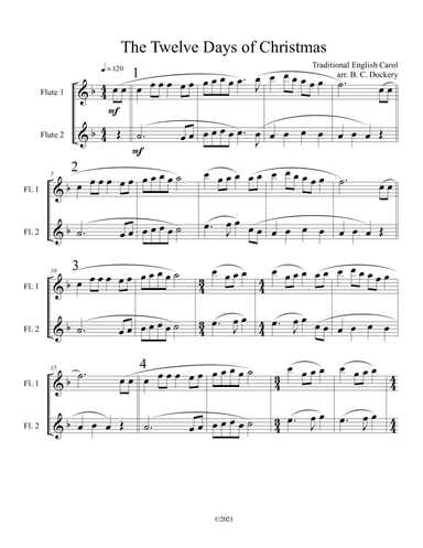 The Twelve Days of Christmas (Flute Duet) (arr. B. C. Dockery)