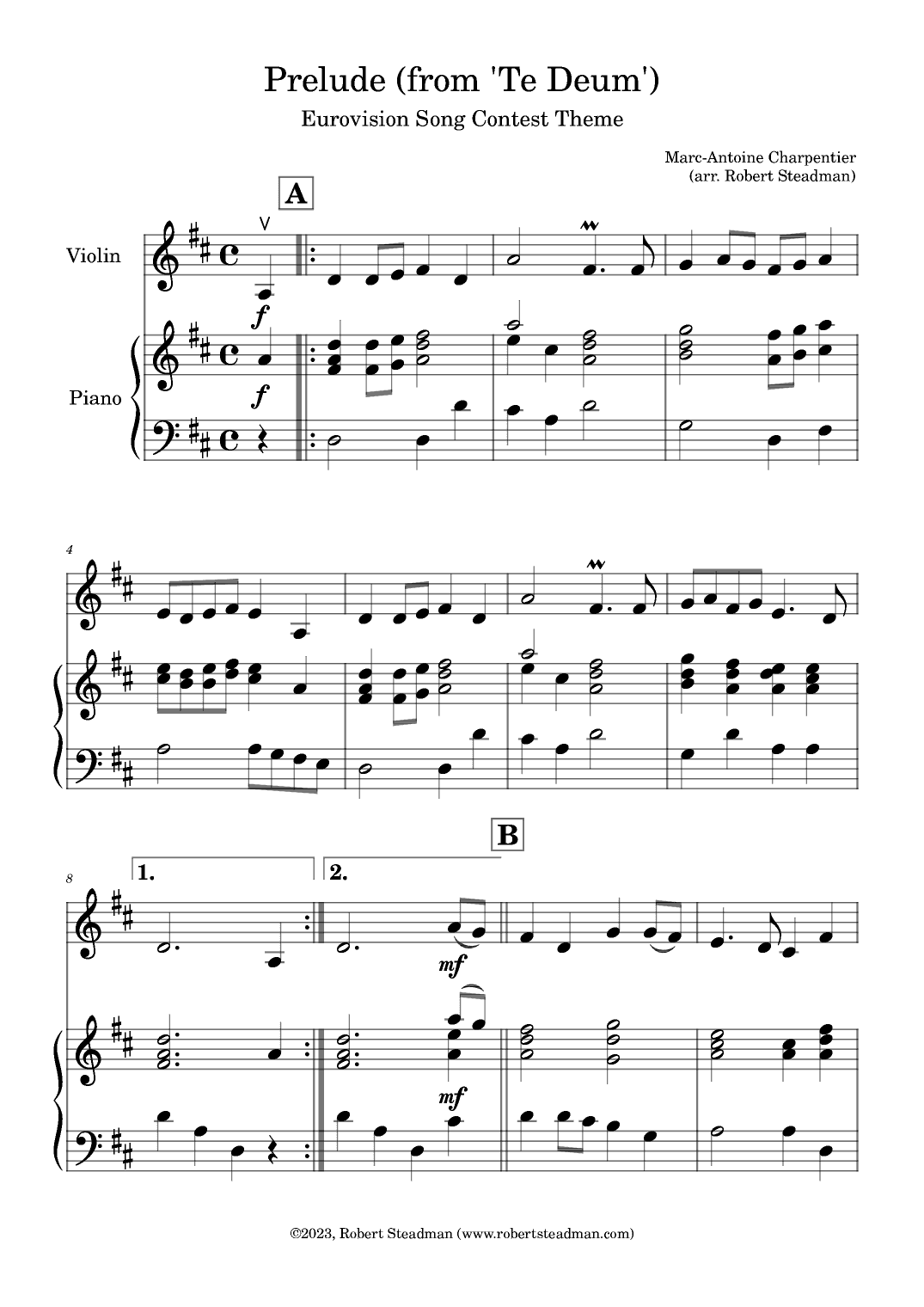 Prelude (from 'Te Deum') - EUROVISION SONG CONTEST THEME (arr. Robert Steadman)