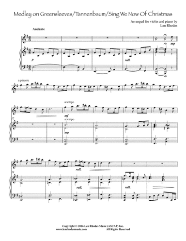 Tannenbaum - Greensleeves - Sing We Now of Christmas - a medley for Violin and Piano (arr. Len Rhodes)