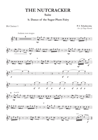 "Dance of the Sugar Plum Fairy" from Nutcracker Suite for Clarinet Quartet (arr. Diego Marani)