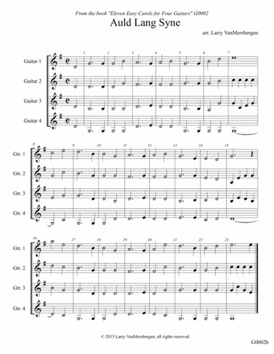 Auld Lang Syne for four guitars