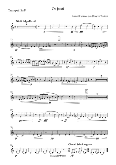 Anton Bruckner: Os Justi, WAB 30 (arr. Peter Le Tissier for Orchestral Brass section) - Parts (arr. Peter Le Tissier)