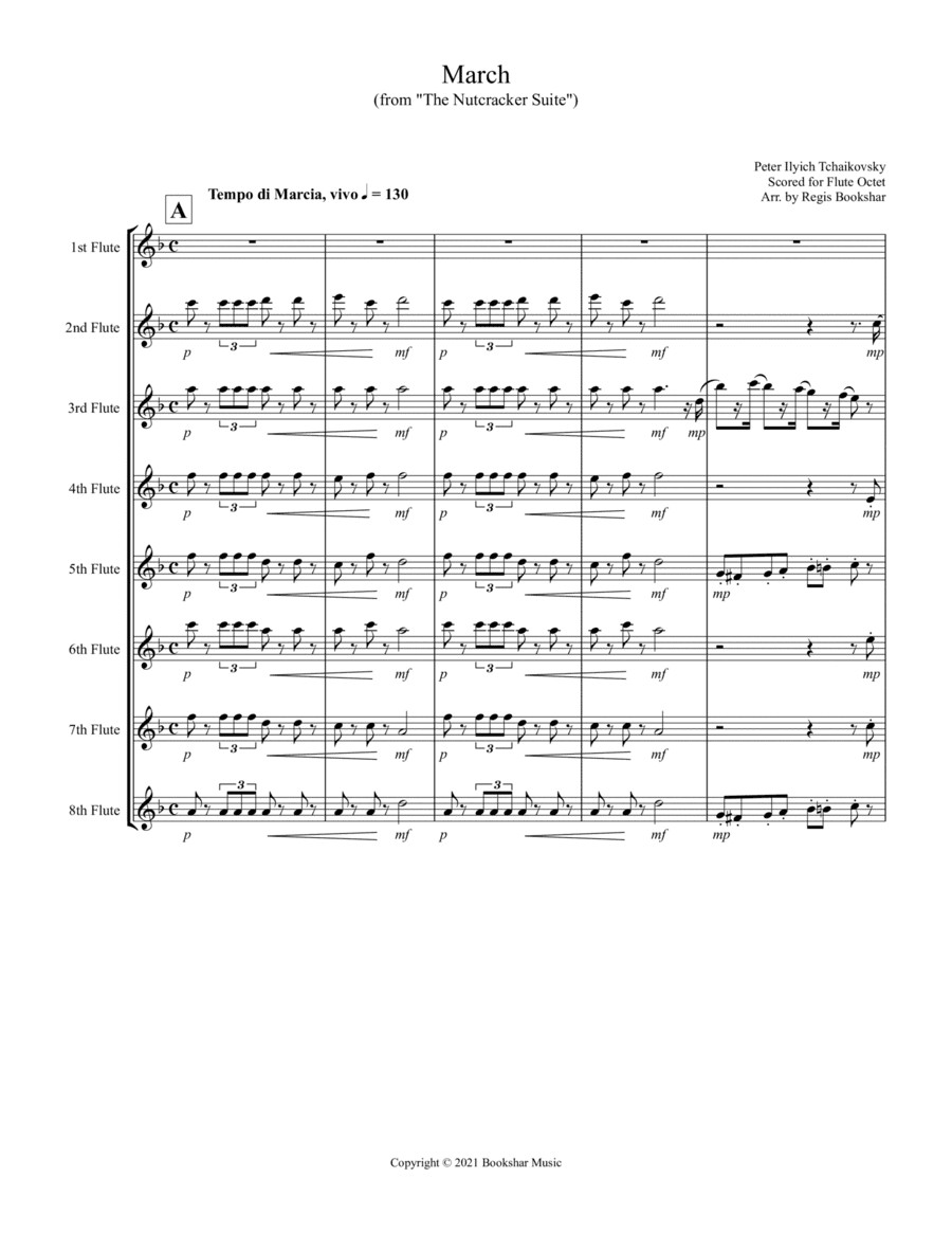 March (from "The Nutcracker Suite") (F) (Flute Octet) (arr. Regis Bookshar)