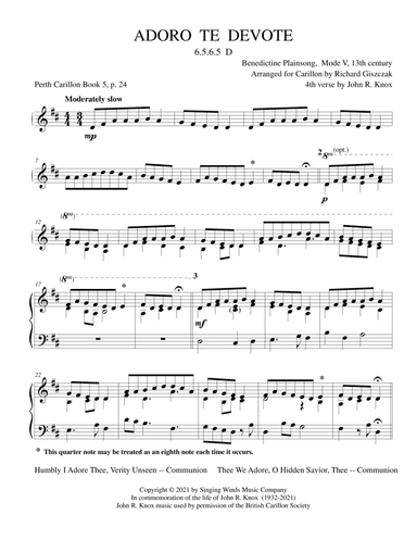 ADORO TE DEVOTE (arr. John R. Knox & Richard Giszczak)