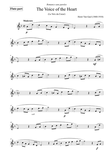 The voice of the heart (La Voix du Coeur) - for flute (arr. Passoni Music)