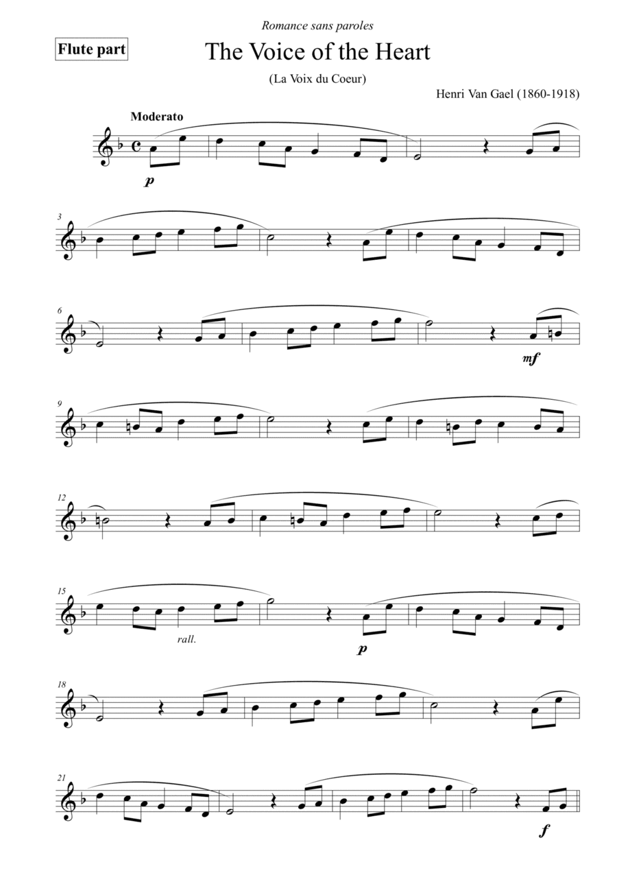 The voice of the heart (La Voix du Coeur) - for flute (arr. Passoni Music)