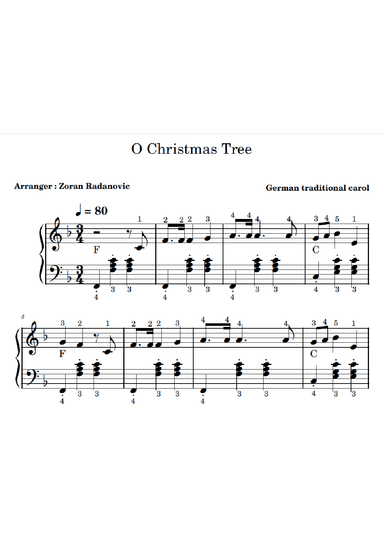 O Christmas tree - for accordion beginner (arr. Zoran Radanovic)