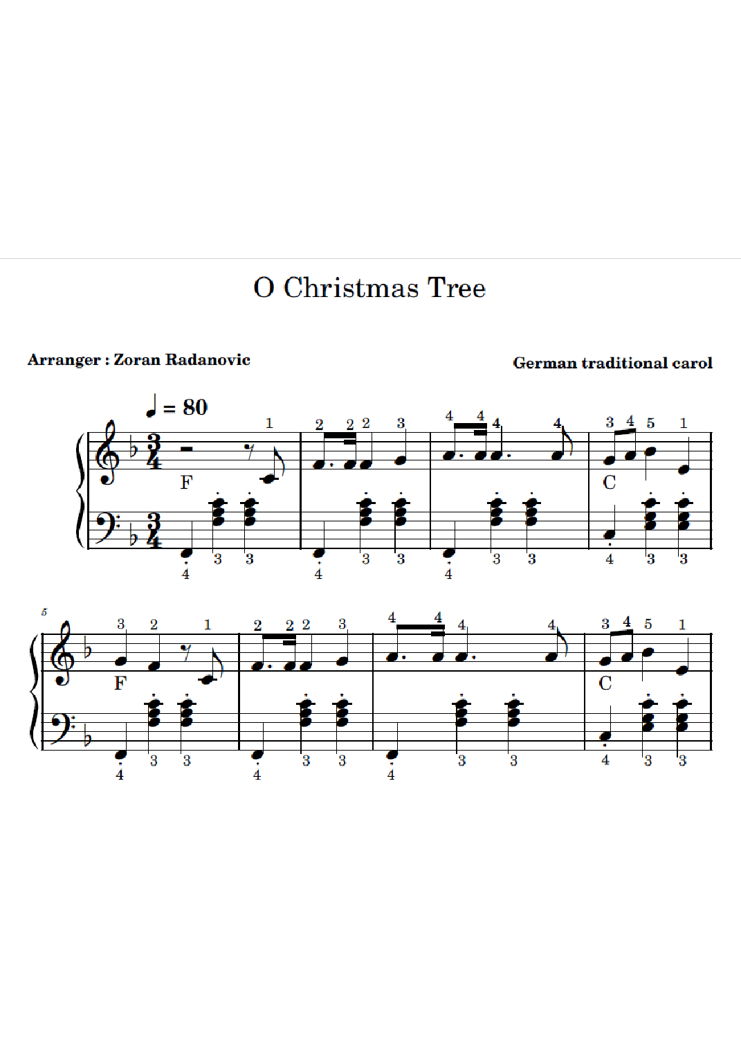 O Christmas tree - for accordion beginner (arr. Zoran Radanovic)