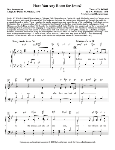Have You Any Room for Jesus? (arr. Lyndell Leatherman)