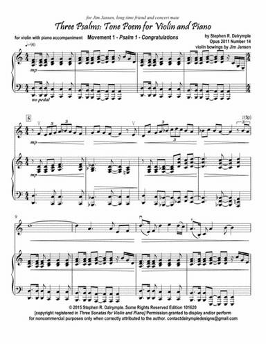 Three Psalms (Movement 1) Psalm 1 Congratulations