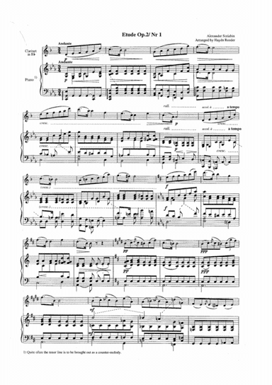 Scriabin's Etude Op. 2 Nr 1 for clarinet (arr. Haydn Reeder)
