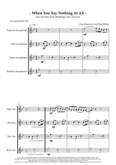 When You Say Nothing At All (arr. Dorothy Orr)