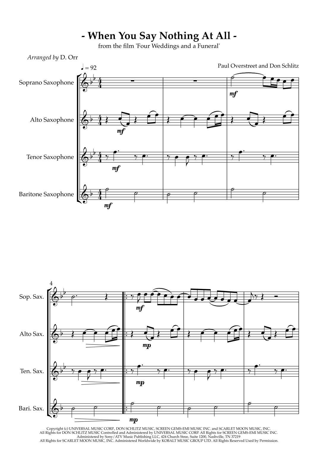 When You Say Nothing At All (arr. Dorothy Orr)